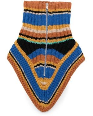 Dries Van Noten Striped Zip-Up Scarf - Blue