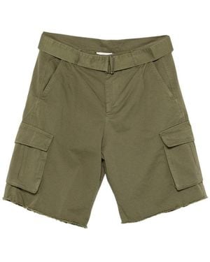 Laneus Belted Button Cargo Shorts - Green