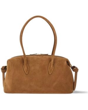 Yuzefi Suede Top-Handle Shoulder Bag - Brown