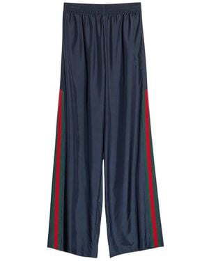 Gucci Web-Stripe Silk Trousers - Blue