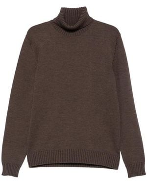 ZANONE-SLOWEAR Roll-Neck Ribbed-Trim Jumper - Brown