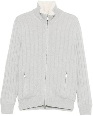 La Fileria Ribbed Zip Cardigan - White