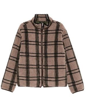 RANRA Check-Pattern Fleece Jacket - Brown