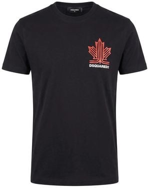 DSquared² Ski Leaf Logo-Print Cotton T-Shirt - Black