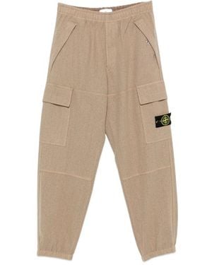 Stone Island Logo-Patch Track Pants - Natural