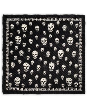 McQueen Skull-Print Plissé Scarf - Black