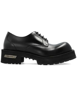 Balenciaga Lace-Up Calf Leather Trainers - Black
