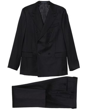 Caruso Norma Double-Breasted Peak-Lapel Suit - Black