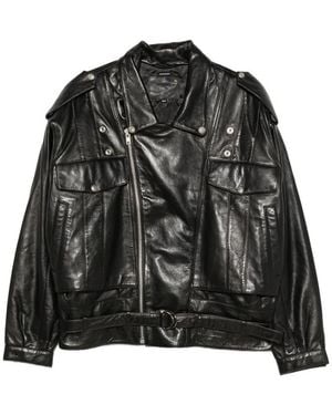 R13 Boyfriend Leather Moto Jacket - Black
