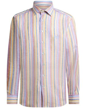 Etro Multicoloured Striped Linen Shirt - Pink