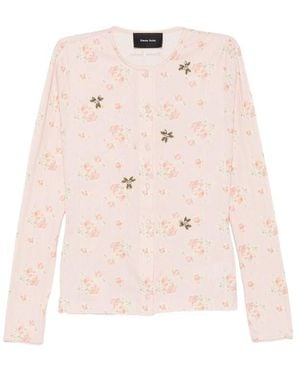 Simone Rocha Floral-Print Crystal-Embellished Cardigan - Pink