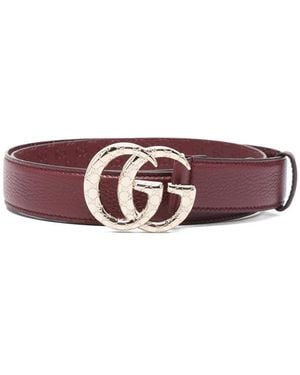 Gucci Signature Double G Leather Belt - Brown