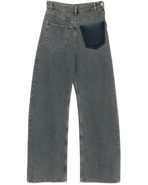 MM6 by Maison Margiela Faded-Effect Patch-Detail Jeans - Blue