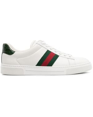 Gucci Ace Web-Stripe Leather Trainers - White