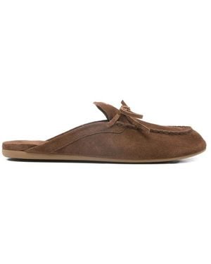 Miu Miu Suede Deck Mules - Brown