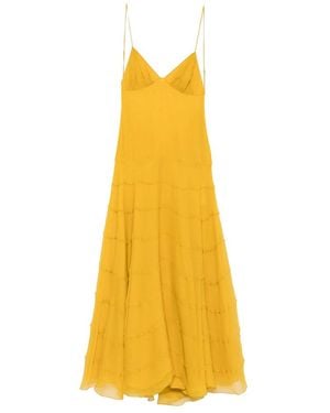 Saint Laurent Tiered Ruffled Dress - Yellow