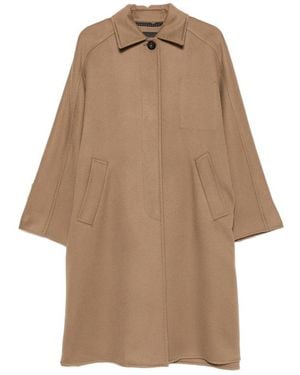Max Mara Button-Fastening Coat - Natural