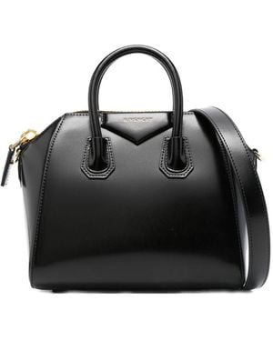 Givenchy Mini Antigona Patent-Leather Top-Handle Tote Bag - Black