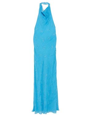 STAUD Roselle Beaded Halterneck Maxi Dress - Blue