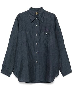 Needles Embroidered-Logo Shirt - Blue