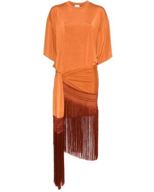 ANDAMANE Azul Fringed T-Shirt Mini Dress - Orange