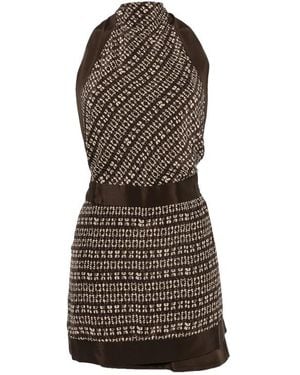 SIR. Astrid Printed Halter-Neck Mini Dress - Brown