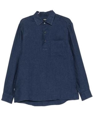 ZEGNA Button-Up Chest-Pocket Polo Shirt - Blue