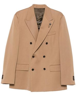 Lardini Double-Breasted Peak-Lapel Blazer - Natural