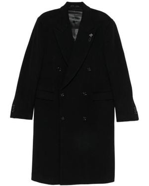 Lardini Double-Breasted Peaked-Lapel Coat - Black