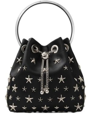 Jimmy Choo Bon Bon Star-Studded Bucket Bag - Black
