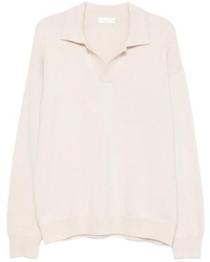 Roberto Collina Ribbed-Trim Long-Sleeve Polo Shirt - White