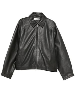 Cole Buxton Leather Zip-Up Jacket - Black
