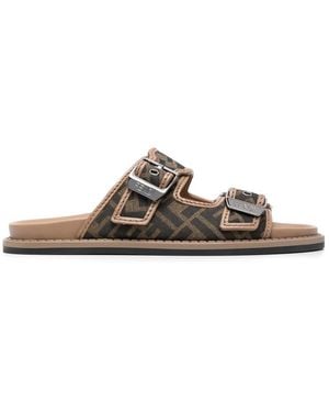 Fendi Feel Ff-Jacquard Sandals - Brown