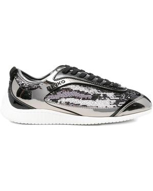 Pinko Leather Lace-Up Trainers - Multicolour