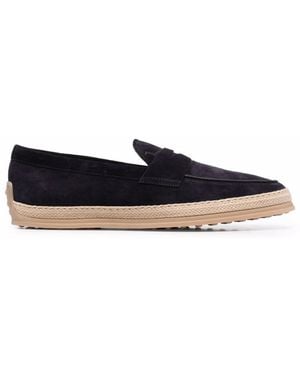 Tod's Woven-Trim Penny Loafers - Blue