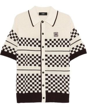 Amiri Chequered Mesh Logo-Patch Shirt - Black