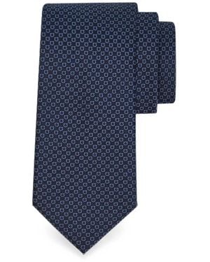 Ferragamo Micro Gancini-Print Silk Jacquard Tie - Blue