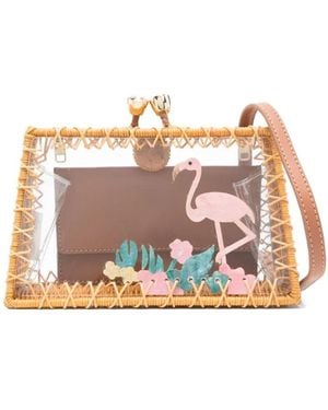 Serpui Cora Flamingo Clutch Bag - Natural