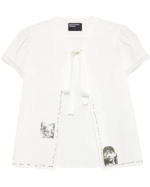 Enfants Riches Deprimes Tie-Fastening Graphic-Print Blouse - White