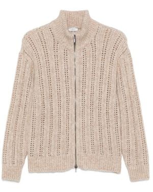 Peserico Open-Knit Zip-Up Cardigan - Natural