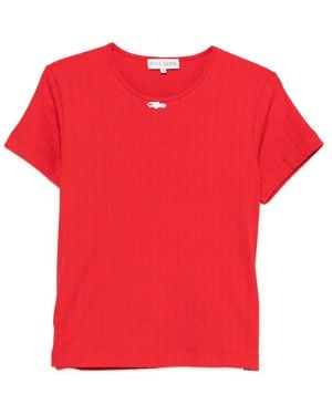 Stine Goya Ribbed Bow-Detail T-Shirt - Red