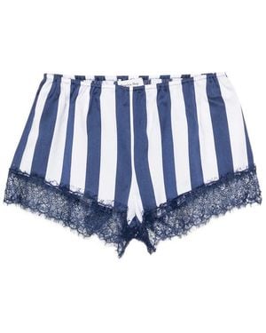 Frankie Shop Milos Stripe Lace-Trim Shorts - Blue