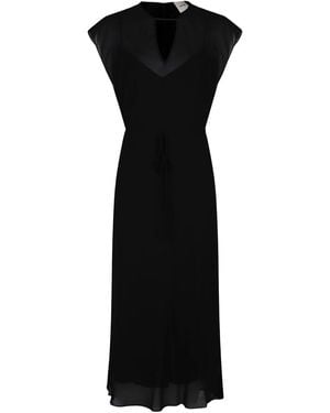 Calvin Klein Semi-Sheer Midi Dress - Black