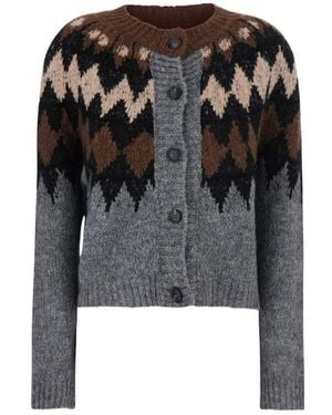 Tela Argyle-Knit Cardigan - Black