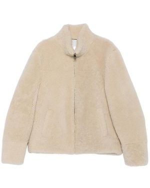 Eraldo High-Neck Shearling Jacket - Natural