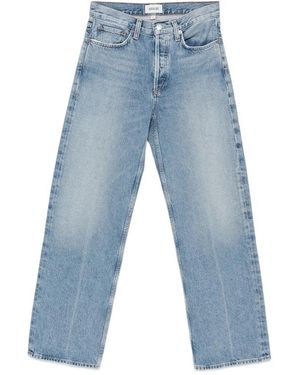 Agolde Pressed-Crease Wide-Leg Jeans - Blue