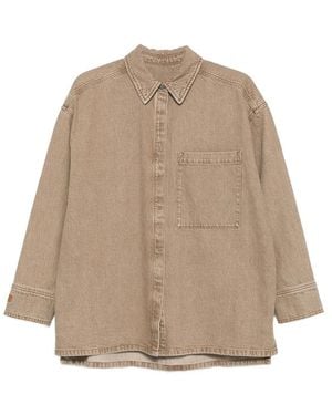 By Malene Birger Logo-Embroidered Denim Shirt - Natural