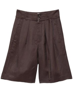 Tela Pleated Tailored Shorts - Brown