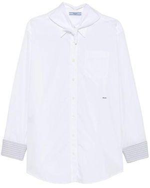 Prada Scarf-Detail Long-Sleeve Shirt - White