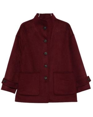 The Dynamis Studio Button-Up Wool Coat - Red